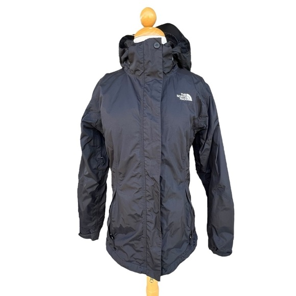 The North Face Black HyVent Hooded Jacket Lightweight Nylon Vented Pockets Small - Picture 1 of 15